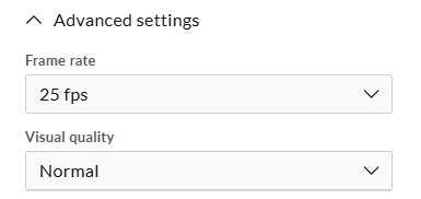 Optionally, adjust the frame rate and visual quality as needed.