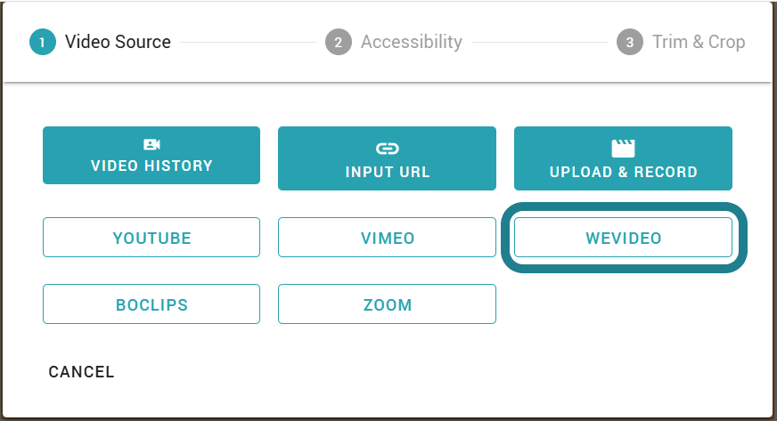 Select WeVideo as the video source