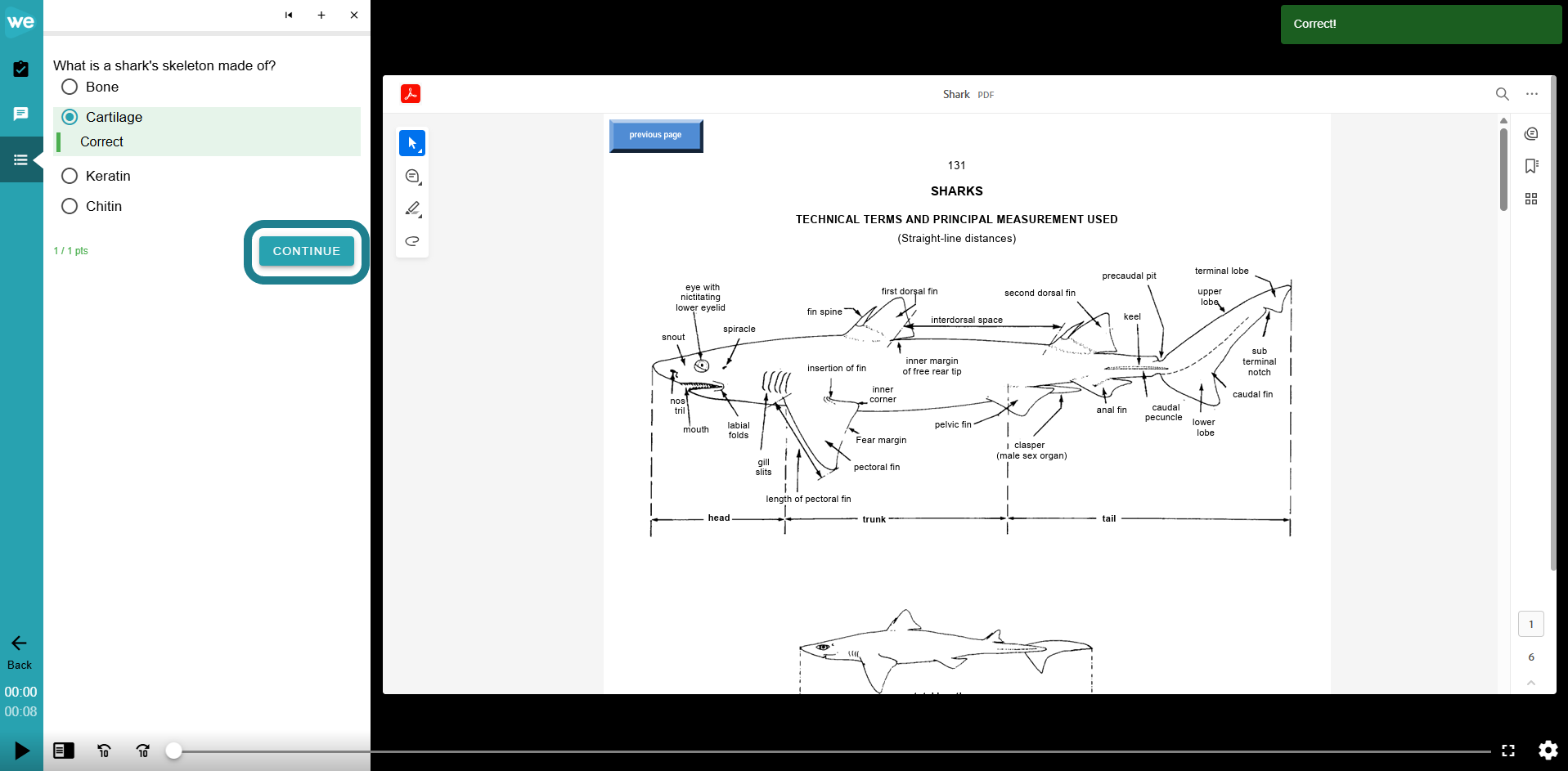 Click the Continue button to proceed in the interactive video.