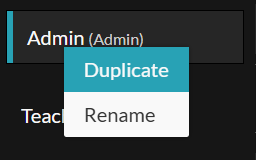 The duplicate option for the user role