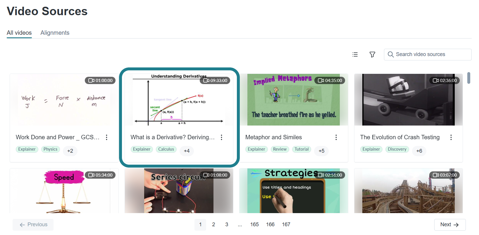 Select a Boclips video from the video sources page