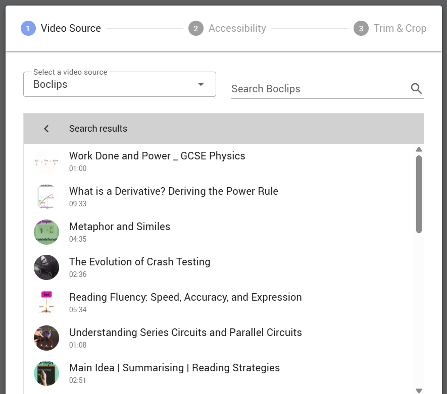 Search for the video you want to use.
