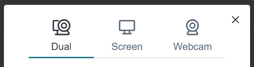 The three recording options: Dual, Screen, and Webcam