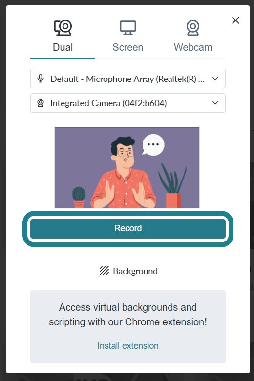 Click Record to start recording.