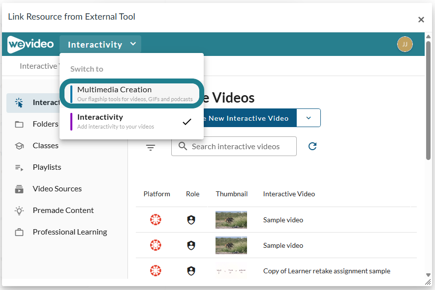 Switch to the Multimedia Creation space from the drop-down
