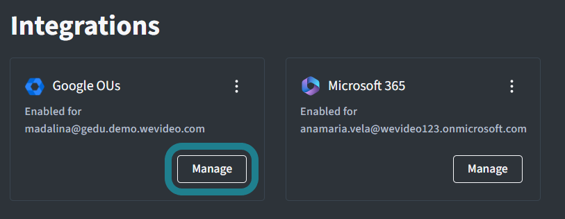 Click the Manage button to manage the groups in the connected integration.