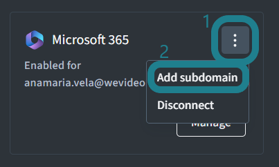 Click the triple-dot button and select the Add subdomain option