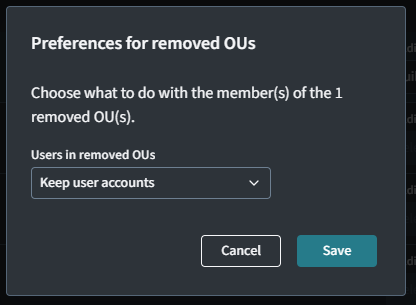 Select how to handle the removed users, and click Save to save the change.