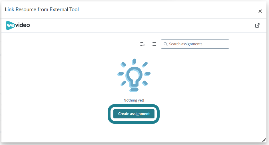 Click the Create Assignment button to create a new assignment.