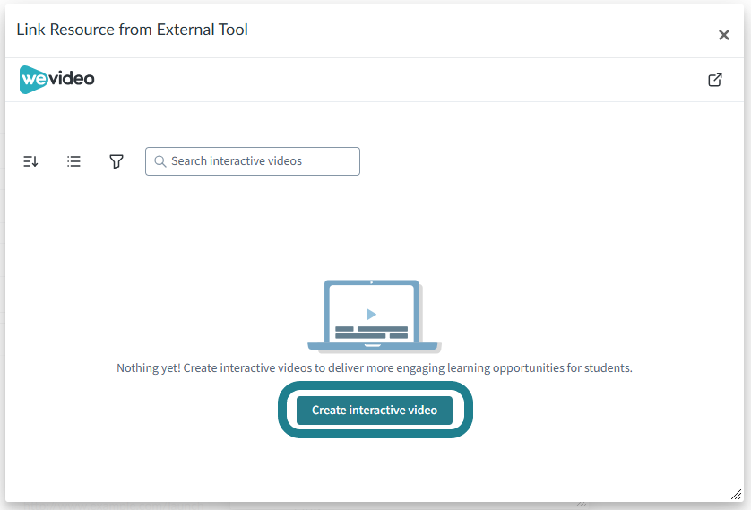 Click the create interactive video button to create a new interactive video