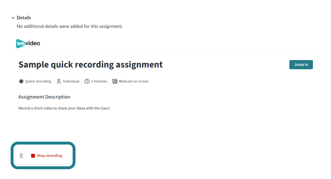 Click the Stop Recording to stop.