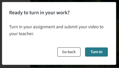 Click Turn In to confirm turning in the assignment.