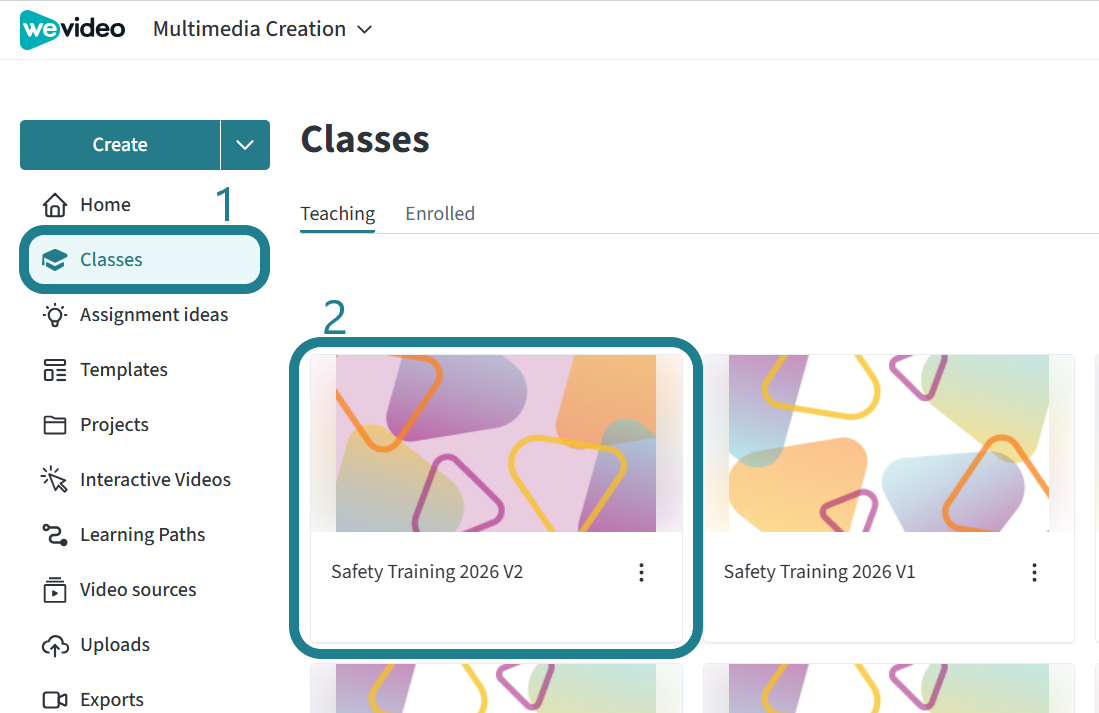 Go to the class where the assignments were created.