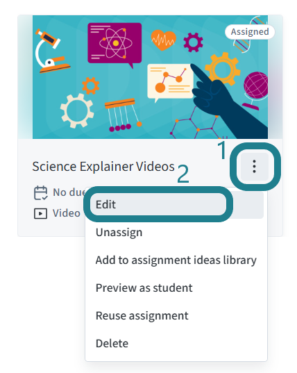 Select Edit from the assignment's action menu.