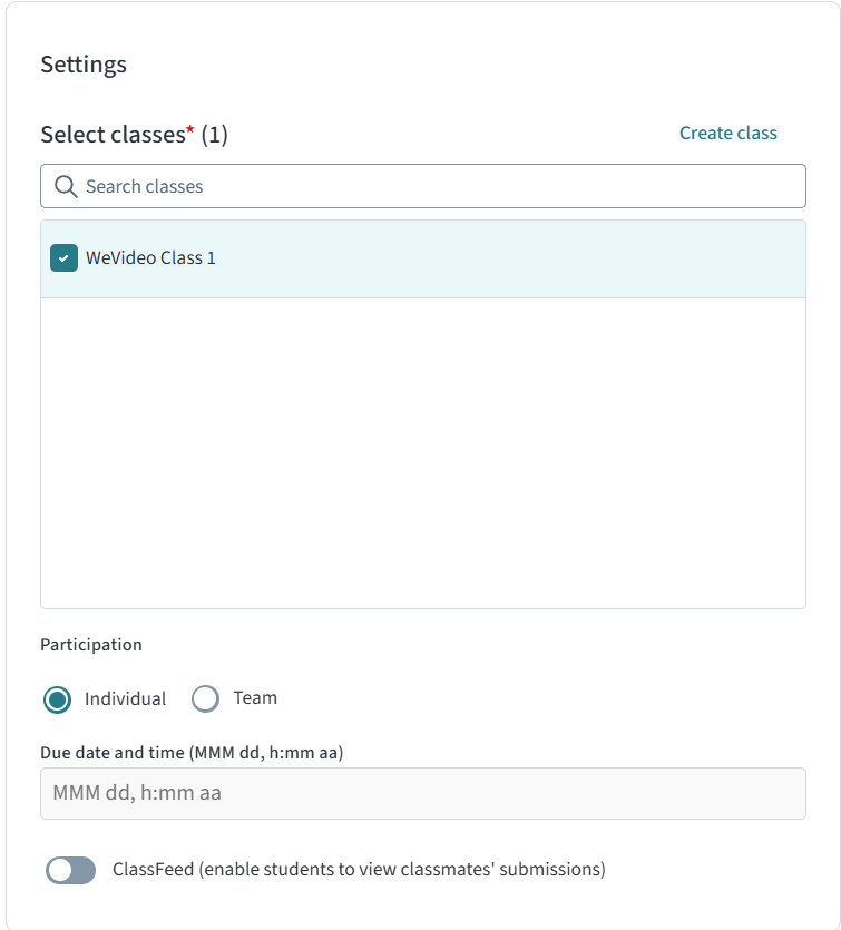 Adjust the assignment settings for the created assignment.