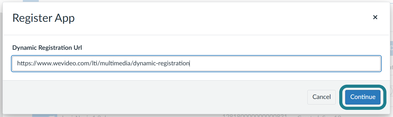 Paste the dynamic registration URL to the input section.