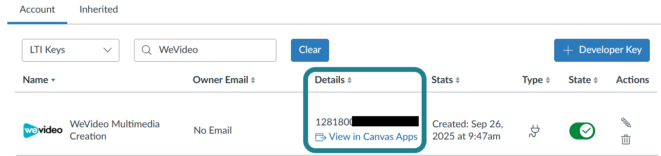 Copy the client id from the details column
