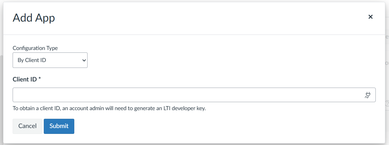Adjust the configuration type to By client ID and paste the client ID to it.