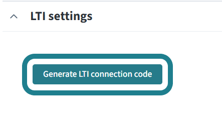 Expand the LTI settings section and click Generate LTI Connection Code.
